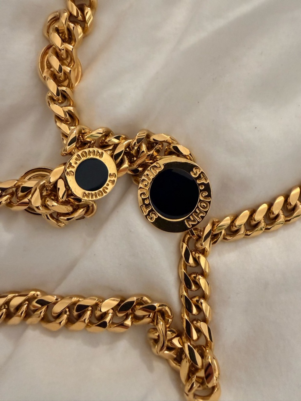 St. John Vintage Couture Belt - Gold with Black Enamel Medallions from 1990's - Picture 3 of 11